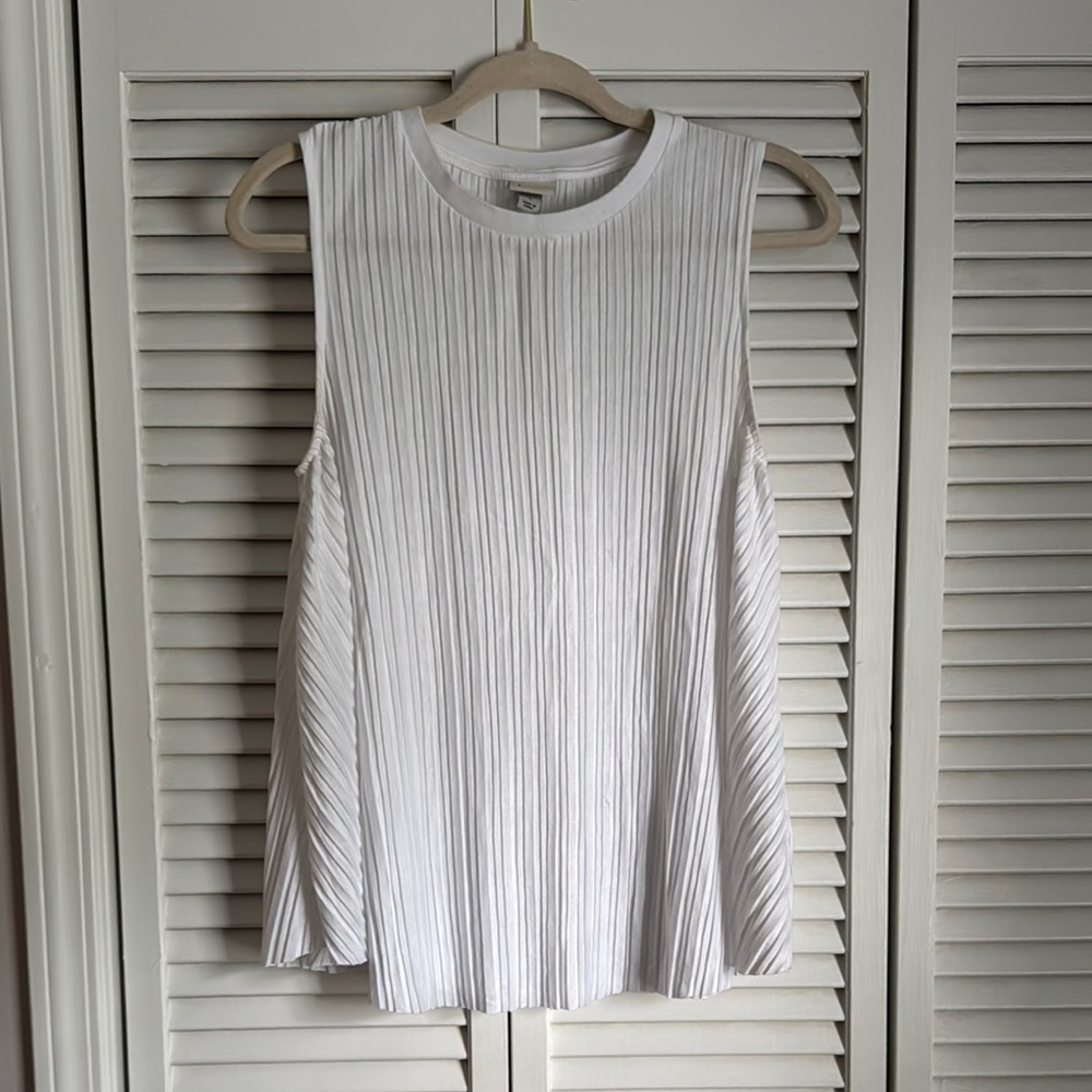 A New Day White Pleated Muscle Tee